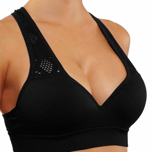 NWT V neck push up sports bra in Black - Picture 2 of 4